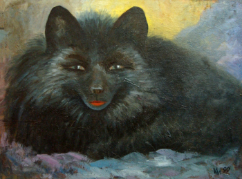 Мишутин Виктор Тихонович. Лиса. Картон, масло. 46,5х62. 1999. Старооскольский художественный музей.