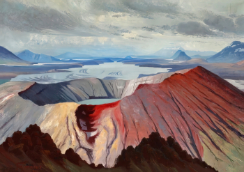 Фреймодур Йоханнссон. Пейзаж с горами. Холст, масло. 84х120. 1939. Частная коллекция.