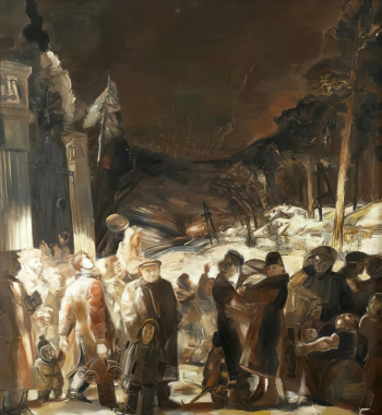 Качалов Валентин Валентинович. Первый спутник. 1957 год. Холст, масло. 175х160. 1986. Челябинский государственный музей изобразительных искусств.