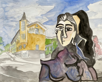 Сигурдур Свар Магнусарсон. В городе. Бумага, акварель. 40х50. Частная коллекция.