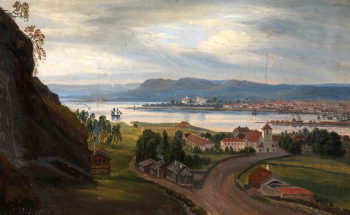 Фредерик Сёдринг. Вид Осло. Холст, масло. 19,5х31. 1833. Национальный музей искусства, архитектуры и дизайна (Осло).
