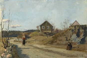 Эдвард Мунк. Вестре Акер. Картон, масло. 20,5х30,5. 1881. Национальный музей искусства, архитектуры и дизайна (Осло).