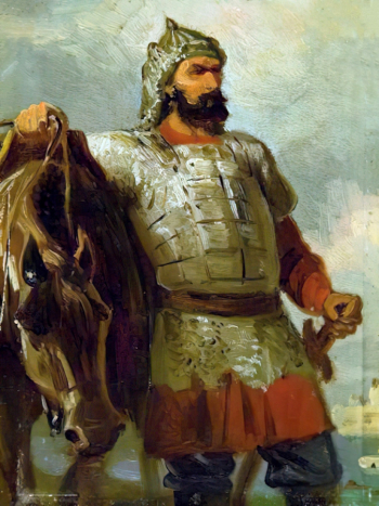 Верещагин Василий Петрович. Илья Муромец (этюд). Картон, масло. 18,5х14. Воронежский областной художественный музей имени И.Н.Крамского.