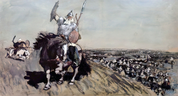 Малютин Сергей Васильевич. Илья Муромец. Картон, гуашь. 32х58,5. 1910-е. Музей-заповедник Абрамцево.
