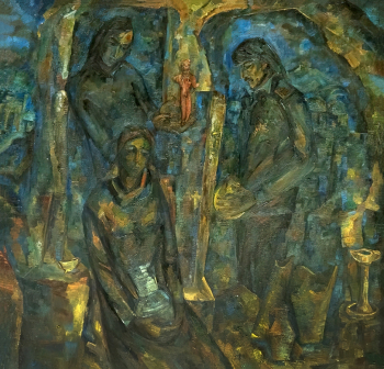 Аллаберды Амангельдыев. Археологи. Холст, масло. 150,5х155. 1981. Государственный музей изобразительных искусств Республики Татарстан.