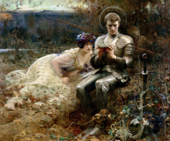 Артур Хакер. Искушение сэра Персиваля. Холст, масло. 132х157. 1894. Галерея Лидса.