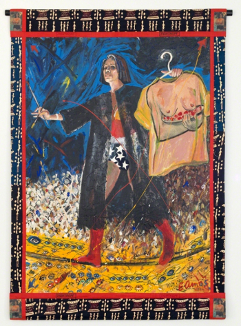 Эмма Амос. Хождение по канату. Ткань, масло. 208х147. 1994. Частная коллекция.