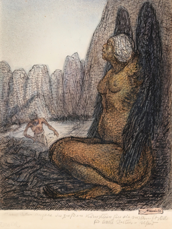 Альфред Кубин. Оракул. Бумага, акварель, тушь. 40х32. 1946. Частная коллекция.