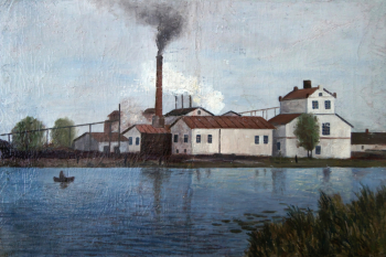Неизвестный художник. Общий вид спиртзавода в Липецке. Холст, масло. 40х60. 1930-е. Липецкий областной краеведческий музей.