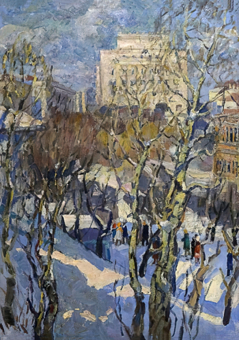 Рахманкулова Гайша Абдрахмановна. Театр оперы и балета. Холст, масло. 104х73. 1986. Государственный музей изобразительных искусств Республики Татарстан.