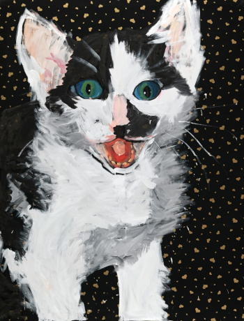 Элке Сильвия Кристуфек. Кричащий кот. Ткань, акрил. 170х130. 1998. Частная коллекция.