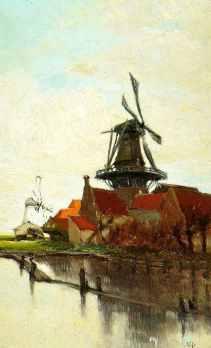 Клара Монтальба. Голландская ветряная мельница. Доска, масло. 29,9х18,9. 1885. Художественная галерея и музеи Абердина.
