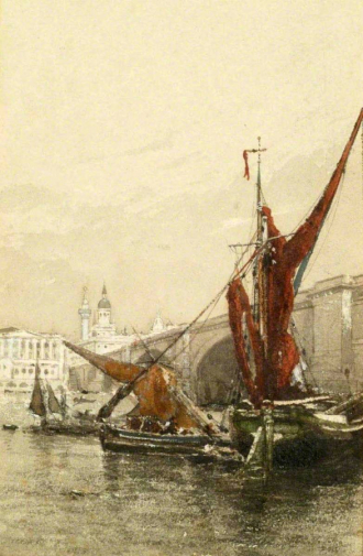 Клара Монтальба. Лондонский мост. Бумага, акварель. 29,8х19,2. Абердинская художественная галерея.
