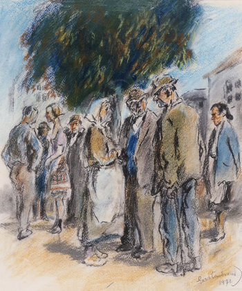 Альфред Герштенбранд. Во время разговора. Бумага, пастель. 33х28. 1972. Частная коллекция.