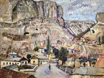 Сергеева Нина Алексеевна. Чуфут-Кале. Крым. ДВП, масло. 60х80. 1975. Музейно-выставочный комплекс `Музей Норильска`.