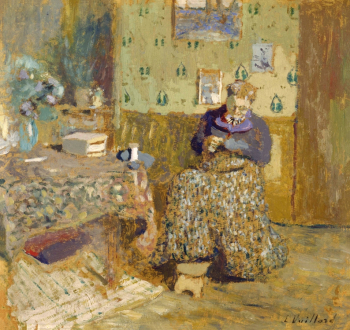 Жан Эдуар Вюйар. Мадам Вюйар за шитьём. Картон, масло. 33,7х35,8. 1920. Национальный музей западного искусства (Токио).