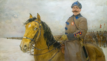 Авилов Михаил Иванович. Будённый Семён Михайлович на коне. Холст, масло. 104,5х181,3. 1923. Екатеринбургский музей изобразительных искусств.
