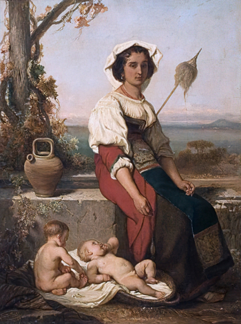 Луи Галле. Итальянка с веретеном. Доска, масло. 89,5х68. 1867. Научно-исследовательский музей при Российской Академии художеств.