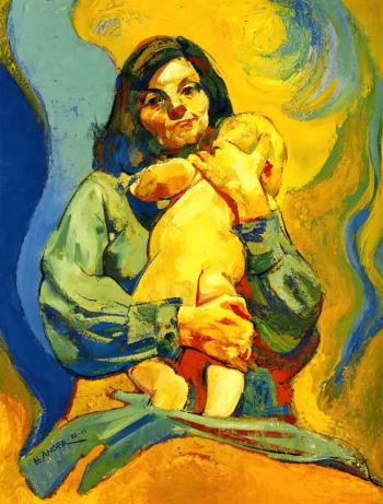 Хайнц Ангер. Мать и дитя I. Холст, масло. 92х65. 1980-1981. Частная коллекция.