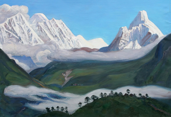 Осипов Афанасий Николаевич. У Эвереста. Холст, масло. 50,5х110,5. 2003. Национальный художественный музей Республики Саха (Якутия).