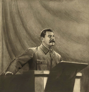 Алексич Михаил Николаевич. Портрет И.В.Сталина. Бумага, офорт. 62х56,7. 1934. Государственный музей изобразительных искусств имени А.С.Пушкина.