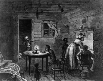 Фрэнк Беллью. Визит ККК. Бумага, ксилография. 1872. Библиотека Конгресса.