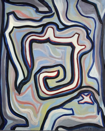 Блинов Герман Владимирович. Лабиринт. Оргалит, масло. 72х58. 2004. Александровский художественный музей.