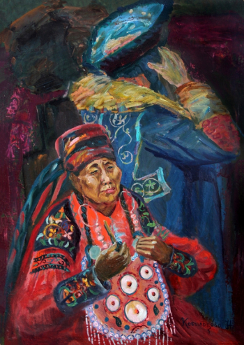 Кобыльцова Надежда Яковлевна. Портрет хакаски. Холст, масло. 76х55,5. 2008. Абаканская картинная галерея имени Ф.Е.Пронских.