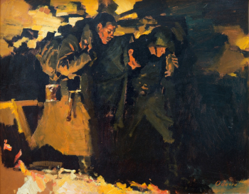 Овечкин Николай Васильевич. Боевое братство. Картон, масло. 55х72. 1983. Частное собрание.