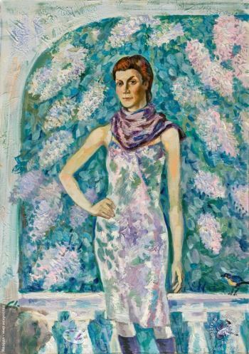 Савостюк Олег Михайлович. Сирень. Елена Берг. Холст, масло. 130х92. 2009. Авторское собрание.