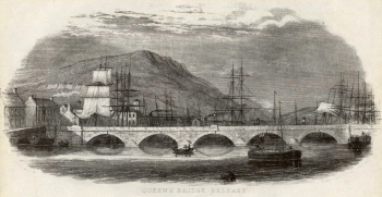 Альфонс Дуссо. Королевский мост в Белфасте. Бумага, гравюра. 1830-1869. Национальная библиотека Уэльса.