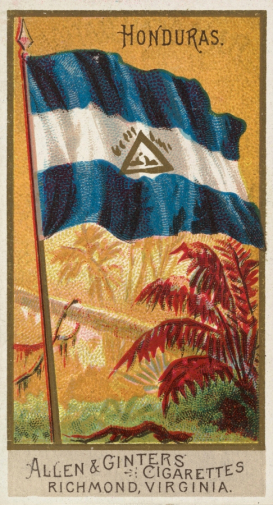 Аллен & Гинтер. Гондурас. Серия `Флаги наций`. Honduras. Бумага, цветная литография. 7,0х3,8. 1890. Метрополитен-музей.