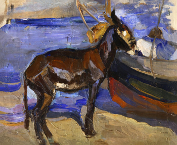 Гауш Александр Фёдорович. Ослик (этюд). Холст, масло. 34,5х43. Конец 19 или начало 20 века. Алупкинский дворцово-парковый музей-заповедник.