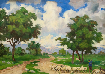Гауш Александр Фёдорович. Пейзаж. Холст, масло. 53,5х75. 1920-е. Государственный историко-художественный и литературный Музей-заповедник Абрамцево.
