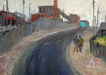 Улупов Марк Иванович. Промзона. Братск. Бумага, темпера. 42х60,3. 1967. Государственный историко-художественный музей `Новый Иерусалим`.