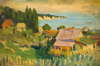 Клёнов Владимир Григорьевич. Туапсе. Картон, масло. 14,5х26,5. 1920. Ставропольский краевой музей изобразительных искусств.