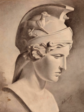 Якунчикова Мария Васильевна. Голова Артемиды. Бумага, карандаш. 71х53,5. 1888. Государственный мемориальный историко-художественный и природный музей-заповедник В.Д.Поленова.