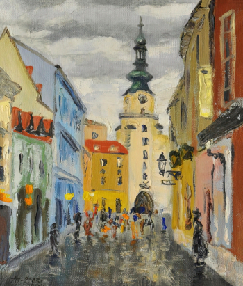 Антонов Владимир Михайлович. Братислава, Михальские ворота. Холст, масло. 49х43. 2002-2003. Александровский художественно-краеведческий музей.