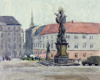 Чесноков Вадим Константинович. Братислава. Бумага, акварель. 30,7х38,8. 1960. Костромской государственный историко-архитектурный и художественный музей-заповедник.