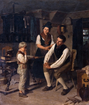 Леман Юрий Яковлевич. Провинился. Холст, масло. 45х38,5. 1861. Тамбовская областная картинная галерея.