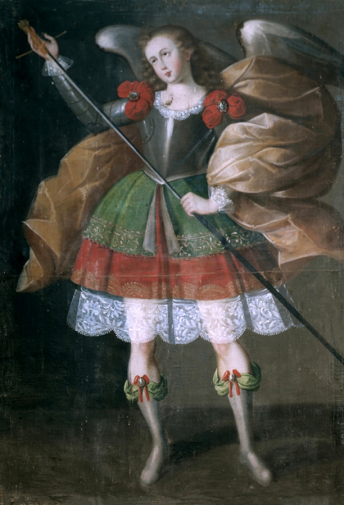 Мастер Каламарка. Ангел в доспехах. Доска, масло. 1680. Церковь Каламарка.
