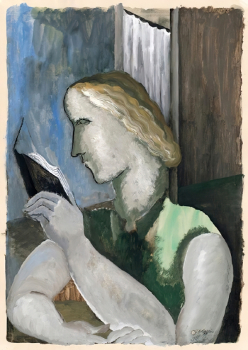 Цадкин Осип Алексеевич. Читающая женщина. Бумага, гуашь, тушь. 73х54,5. 1927. Государственный музей изобразительных искусств имени А.С.Пушкина.