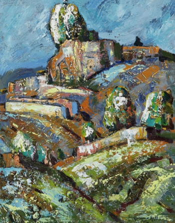 Сесилио Гусман де Рохас. Холмистый пейзаж. Картон, масло. 65,5х52. 1949. Частная коллекция.