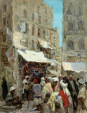 Игошев Владимир Александрович. Базар в Бейруте. Картон, масло. 55,5х42,5. 1959. Челябинский государственный музей изобразительных искусств.