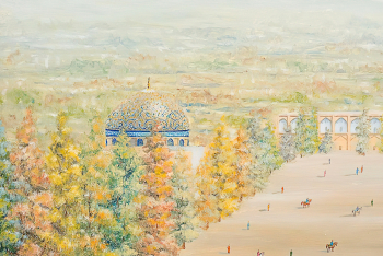 Мохаммад Хоссейн Мосаввар-ол-Молки. Площадь в Исфахане. Холст, масло. Частная коллекция.