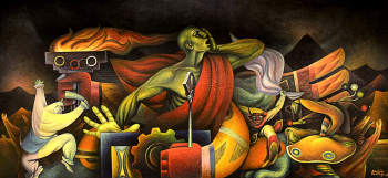 Мигель Аландия Пантожа. Радиовещание. Фреска. 1962. Ла-Пас, Боливия.