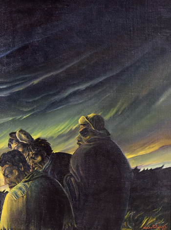 Мигель Аландия Пантожа. Шахтёры идут на работу. Холст, масло. 1937. Частная коллекция.