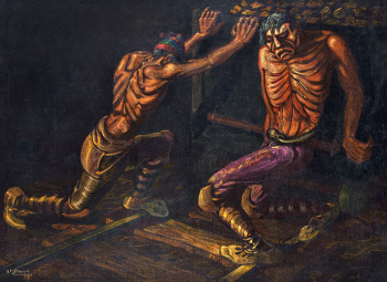 Алехандро Марио Илланес. Проклятое олово. Мешковина, масло. 142х198. 1935. Частная коллекция.