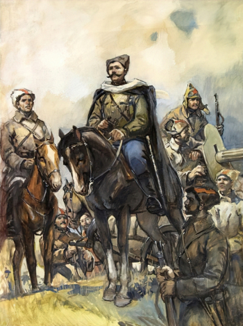 Лурье Аркадий Александрович. Портрет героя Гражданской войны комдива В.И.Чапаева. Бумага, гуашь. 86х64. 1960-1969. Государственный музей обороны Москвы.