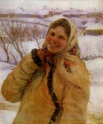 Сычков Федот Васильевич. Крестьянская девушка. Холст, масло. 62х51. 1918. Вологодская областная картинная галерея.